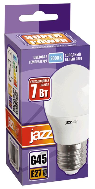 Лампа светодиодная PLED-SP 7Вт G45 шар 5000К холод. бел. E27 540лм 230В JazzWay 1027887-2