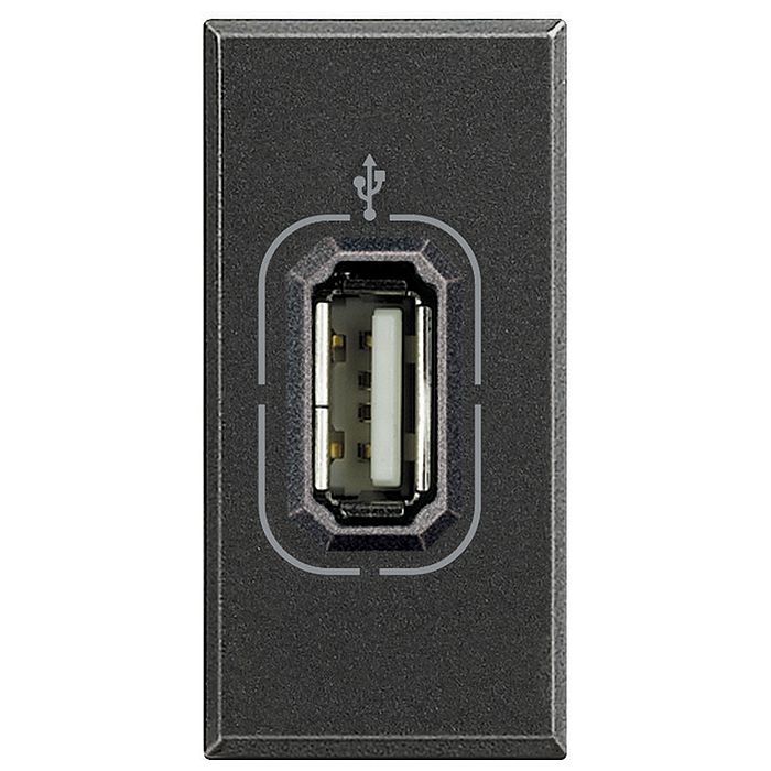 Разъём USB BTicino AXOLUTE, скрытый монтаж, антрацит, HS4285