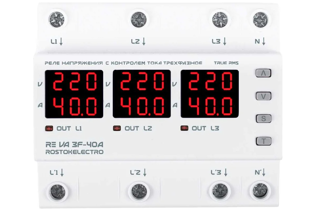 Реле напряжения с контролем тока RE VA3F-40А RostokElectro