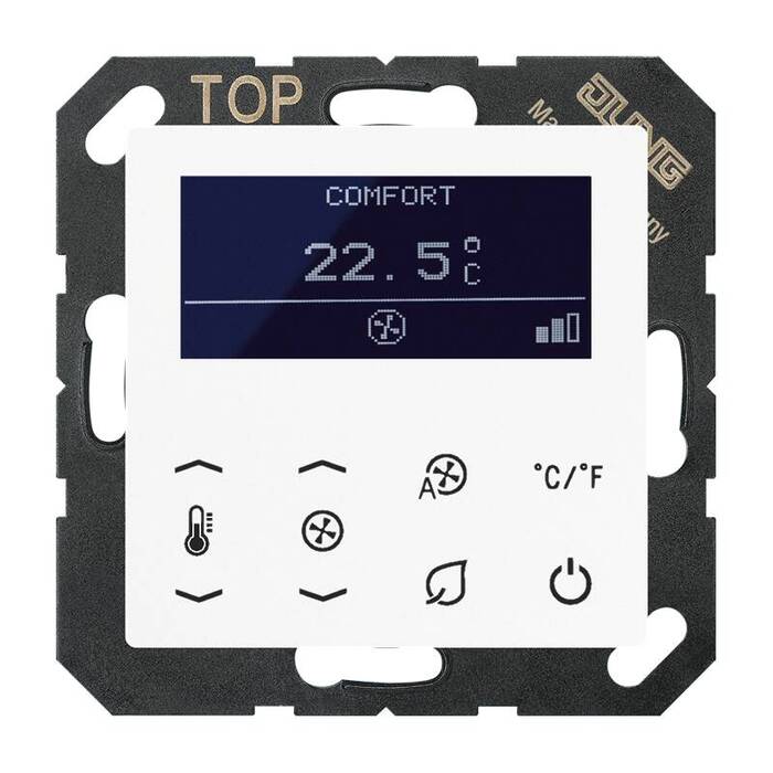 Терморегулятор Jung А-СЕРИЯ, с дисплеем, электронный, белый, TRDA5248WW