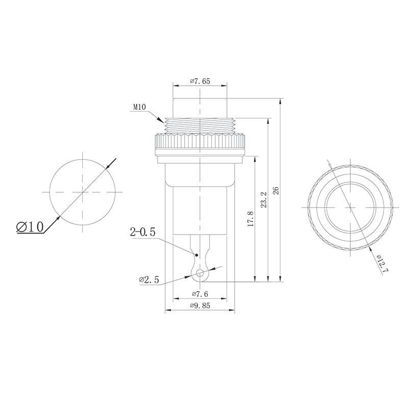 Выключатель-кнопка металл 220В 2А (2с) OFF-(ON) d10.2 красн. Mini (RWD-213) Rexant 36-3331