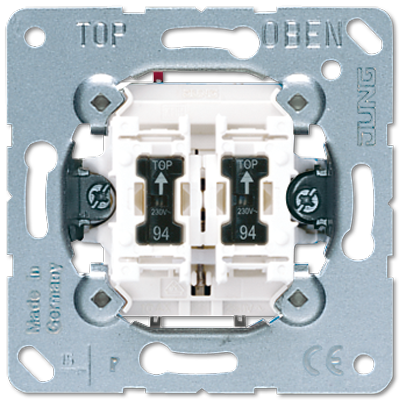 JUNG Мех Выключатель 2-клавишный кнопочный с подсветкой (2 НО контакта)