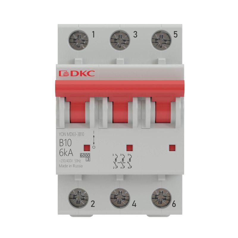 Выключатель автоматический модульный 3п C 63А 10кА MD63 YON MD63-3C63-10